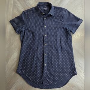 ZARA MAN | Men's Navy Polka Dot Shirt | Size Large Slim Fit